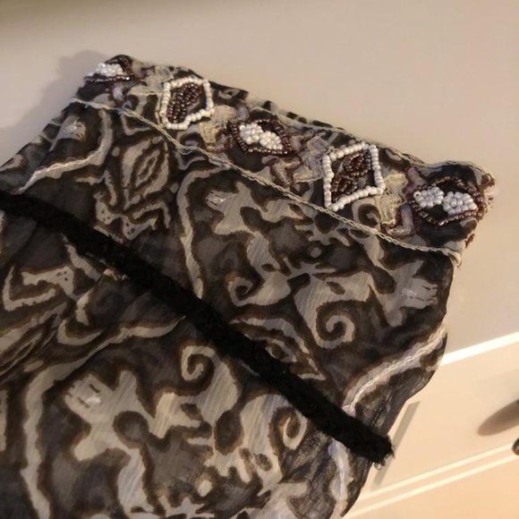 LeTarte Luxe Silk tunic with beads black grey white beachwear - Picture 3 of 7